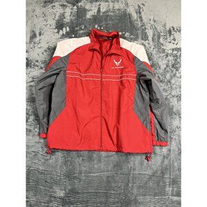 Reebok U.S. Air Force Red Windbreaker Jacket Large Lightweight Nylon Activewear